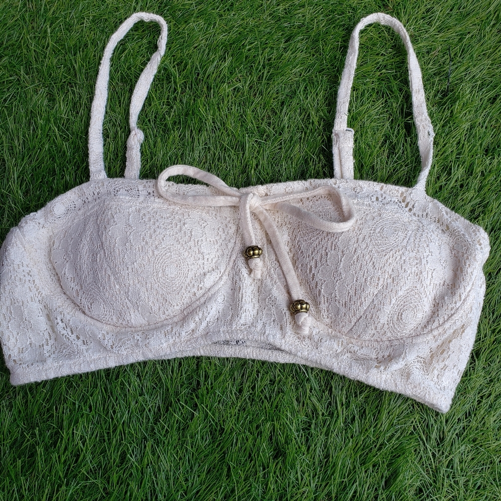 F21 cream cropped bandeau
